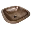 Online SQRC-OF - 16.25" Hand Hammered Copper Square Undermount Bathroom Sink with Overflow Undermount