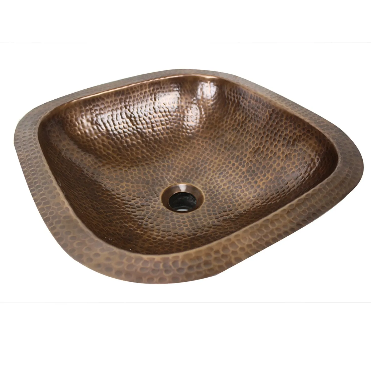 Online SQRC-OF - 16.25" Hand Hammered Copper Square Undermount Bathroom Sink with Overflow Undermount