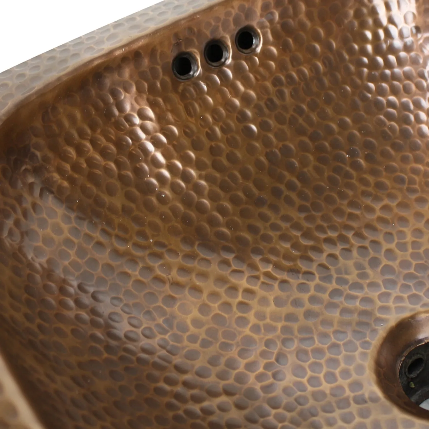Online SQRC-OF - 16.25" Hand Hammered Copper Square Undermount Bathroom Sink with Overflow Undermount