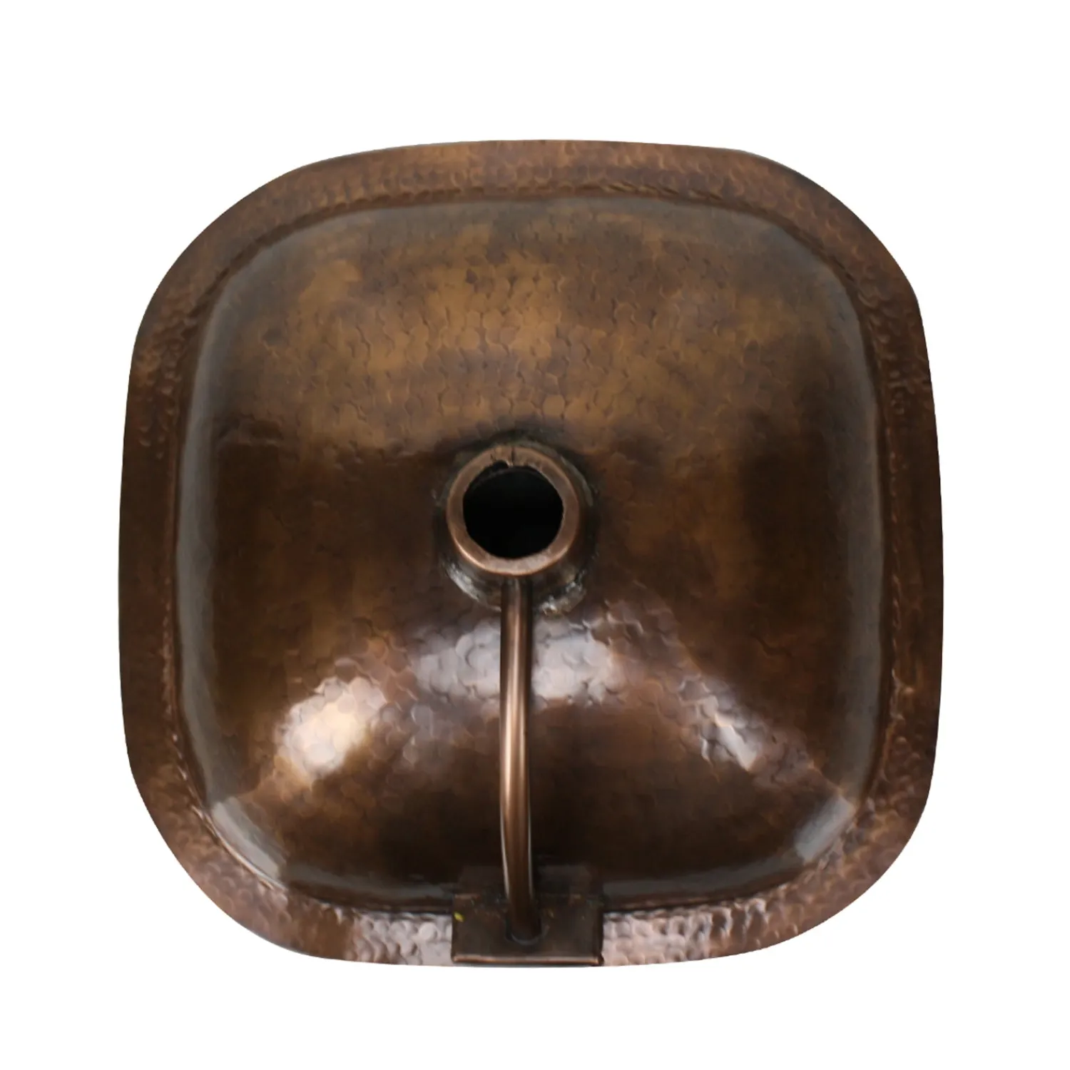 Online SQRC-OF - 16.25" Hand Hammered Copper Square Undermount Bathroom Sink with Overflow Undermount