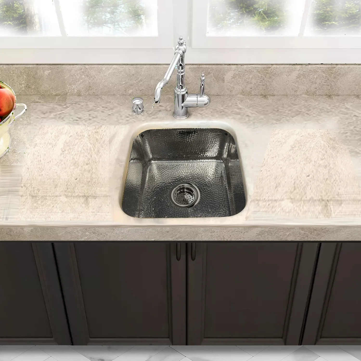 Online SQRS-7 16.5" Square Hammered Stainless Bar Sink Stainless Steel Sinks|Single Bowl Sinks