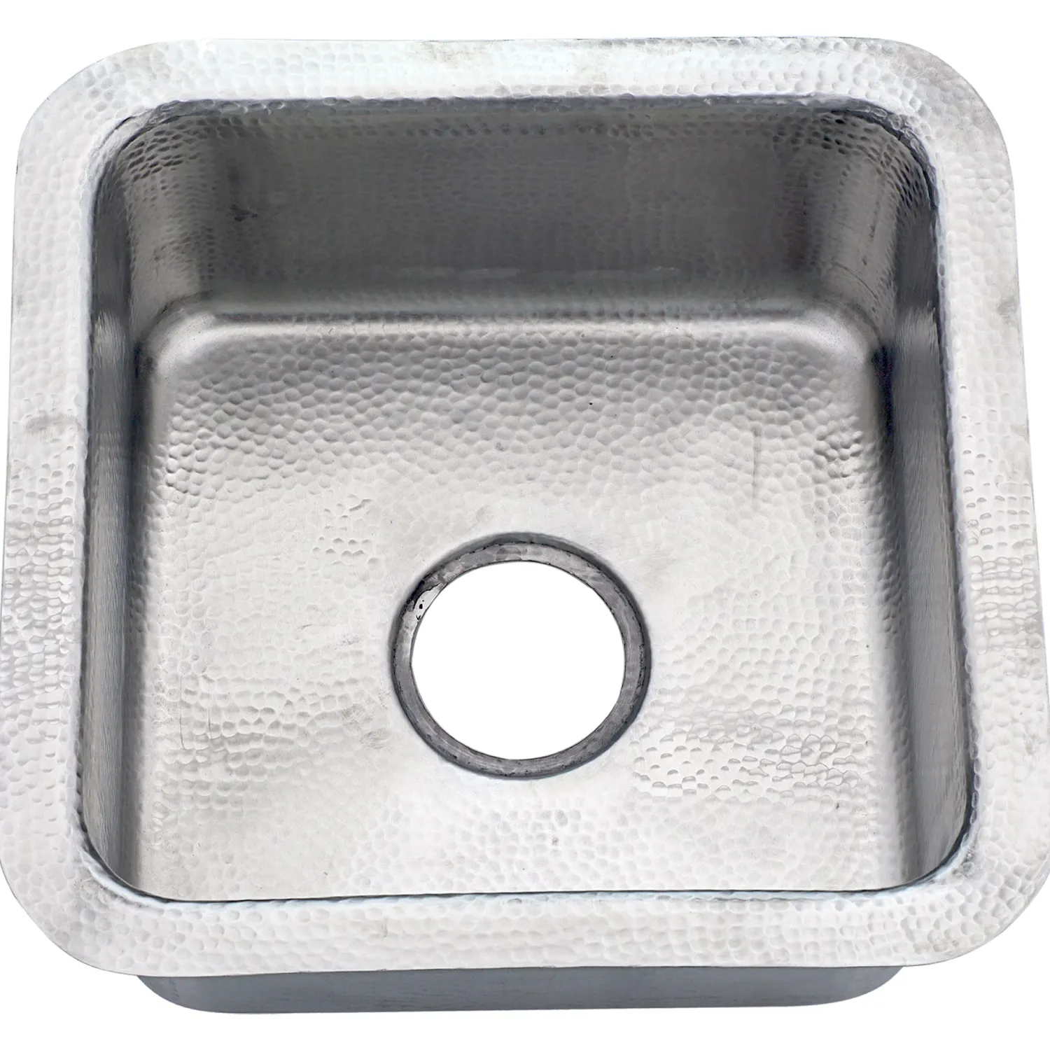 New 16 1/2" Square Hammered Satin Matte Finish Stainless Bar Sink Bar / Prep Sinks