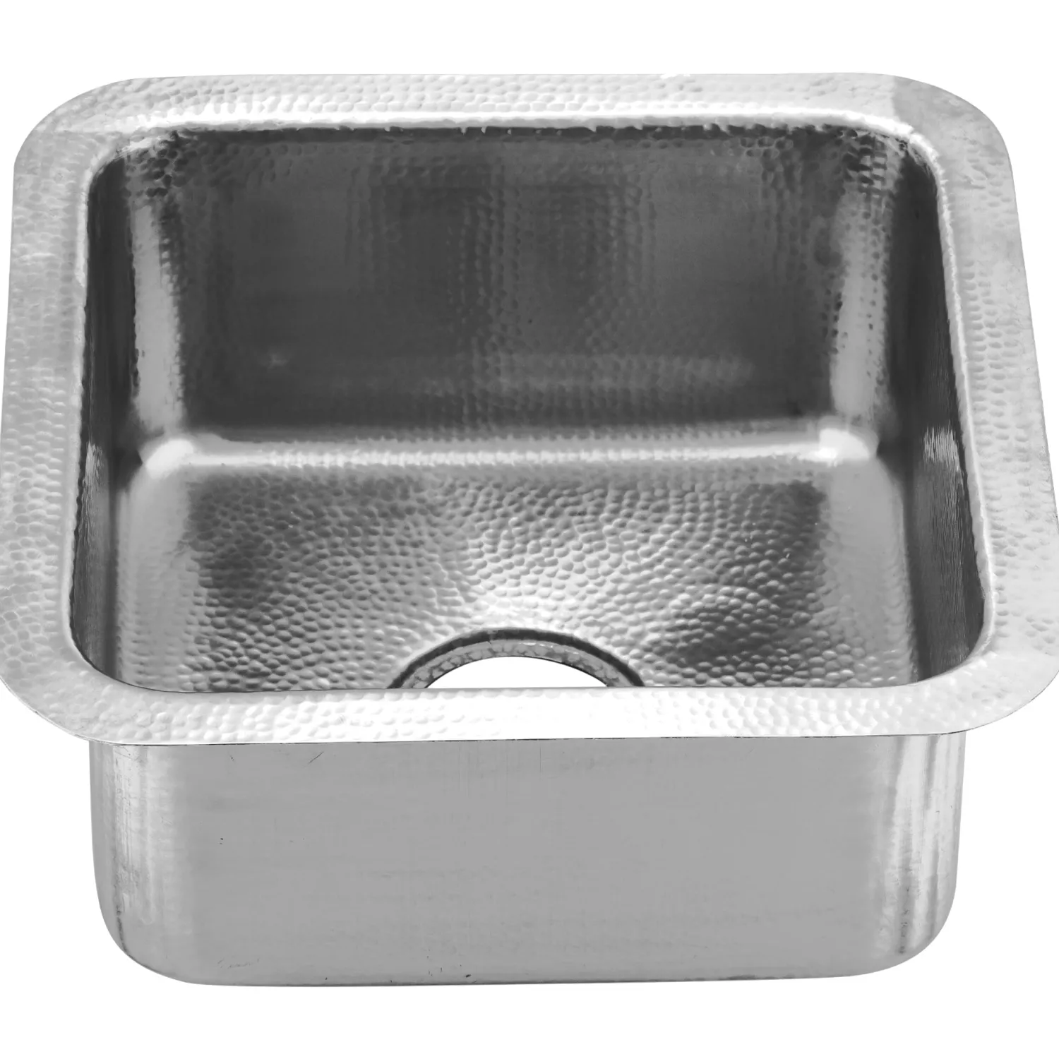 New 16 1/2" Square Hammered Satin Matte Finish Stainless Bar Sink Bar / Prep Sinks