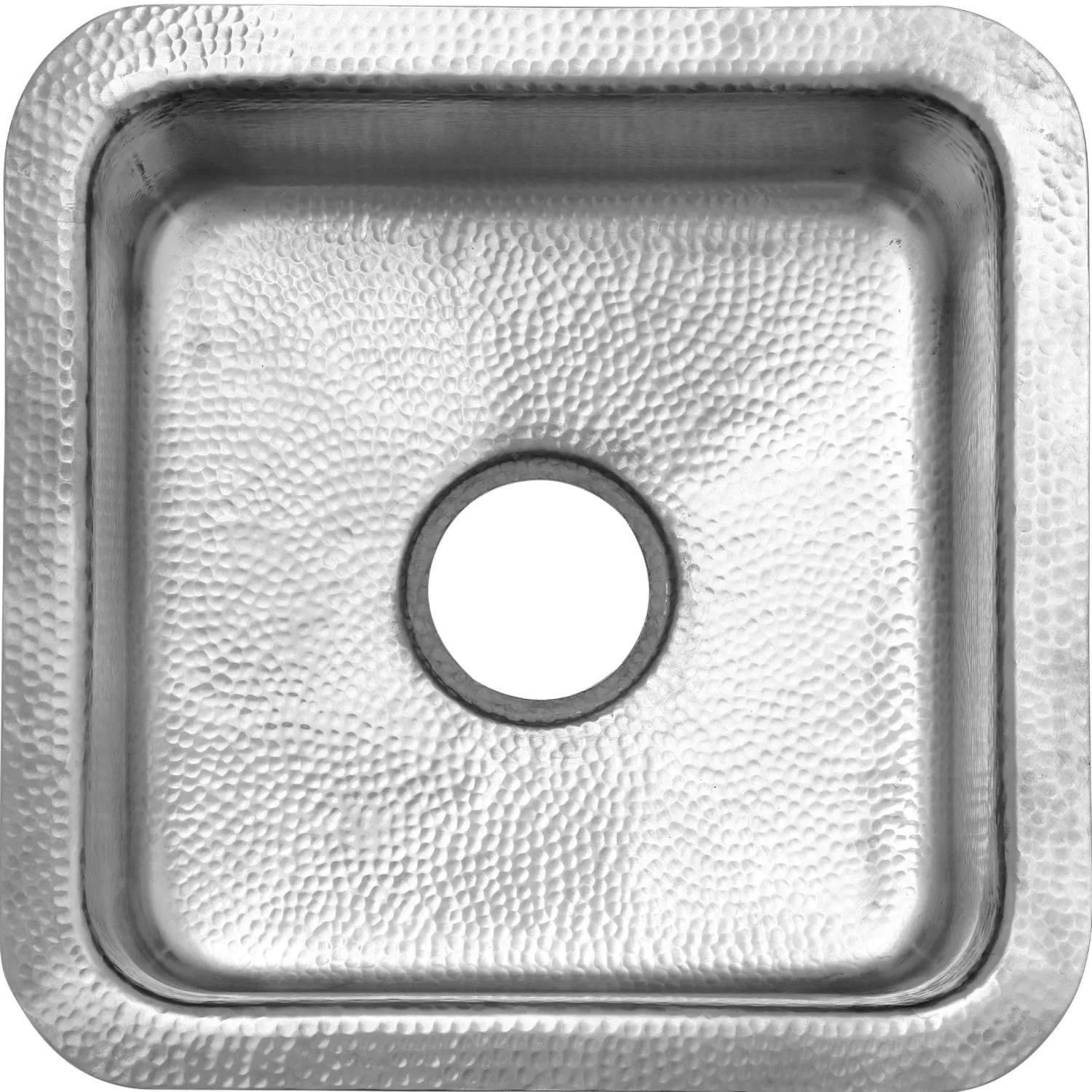 New 16 1/2" Square Hammered Satin Matte Finish Stainless Bar Sink Bar / Prep Sinks