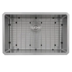 SR3018 - Pro Series Rectangle Single Bowl Undermount Small Radius Corners Stainless Steel Kitchen Sink, 16 Gauge Stainless Steel Sinks|Single Bowl Sinks
