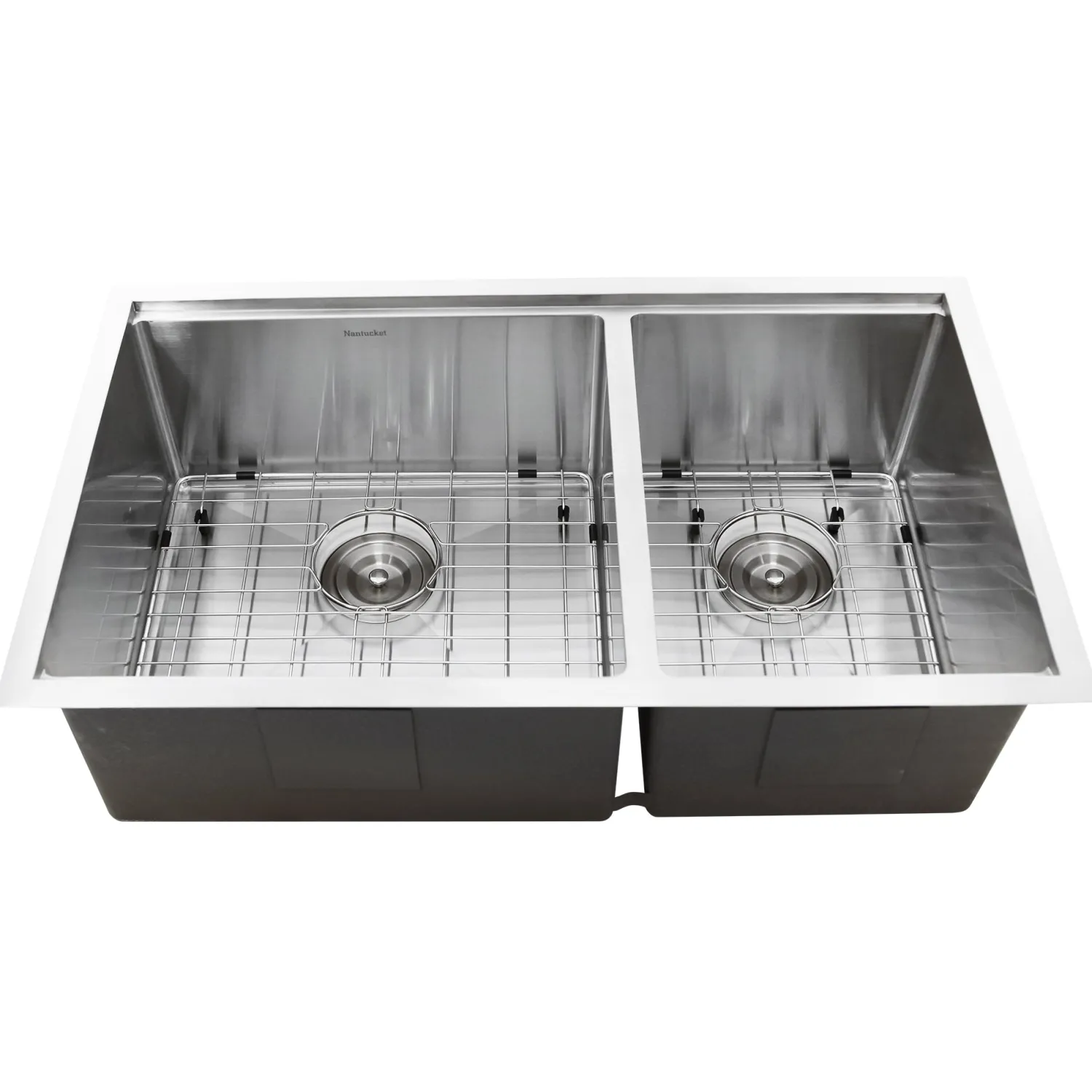 Best SR-PS-3219-OS-16 Offset Double Bowl Workstation Small Radius Undermount Stainless Sink with Accessories Stainless Steel Sinks|Undermount Sinks
