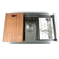 Clearance SR-PS2-2818-16 - 28" Pro Series Workstation Single Bowl Undermount Stainless Steel Kitchen Sink with Included Accessories Workstation Sinks|Stainless Steel Sinks