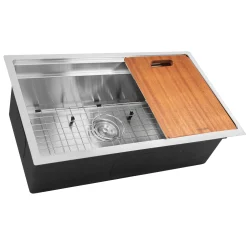 Best SR-PS-3018-16 - 30" Pro Series Workstation Single Bowl Undermount Stainless Steel Kitchen Sink with Included Accessories Workstation Sinks|Stainless Steel Sinks