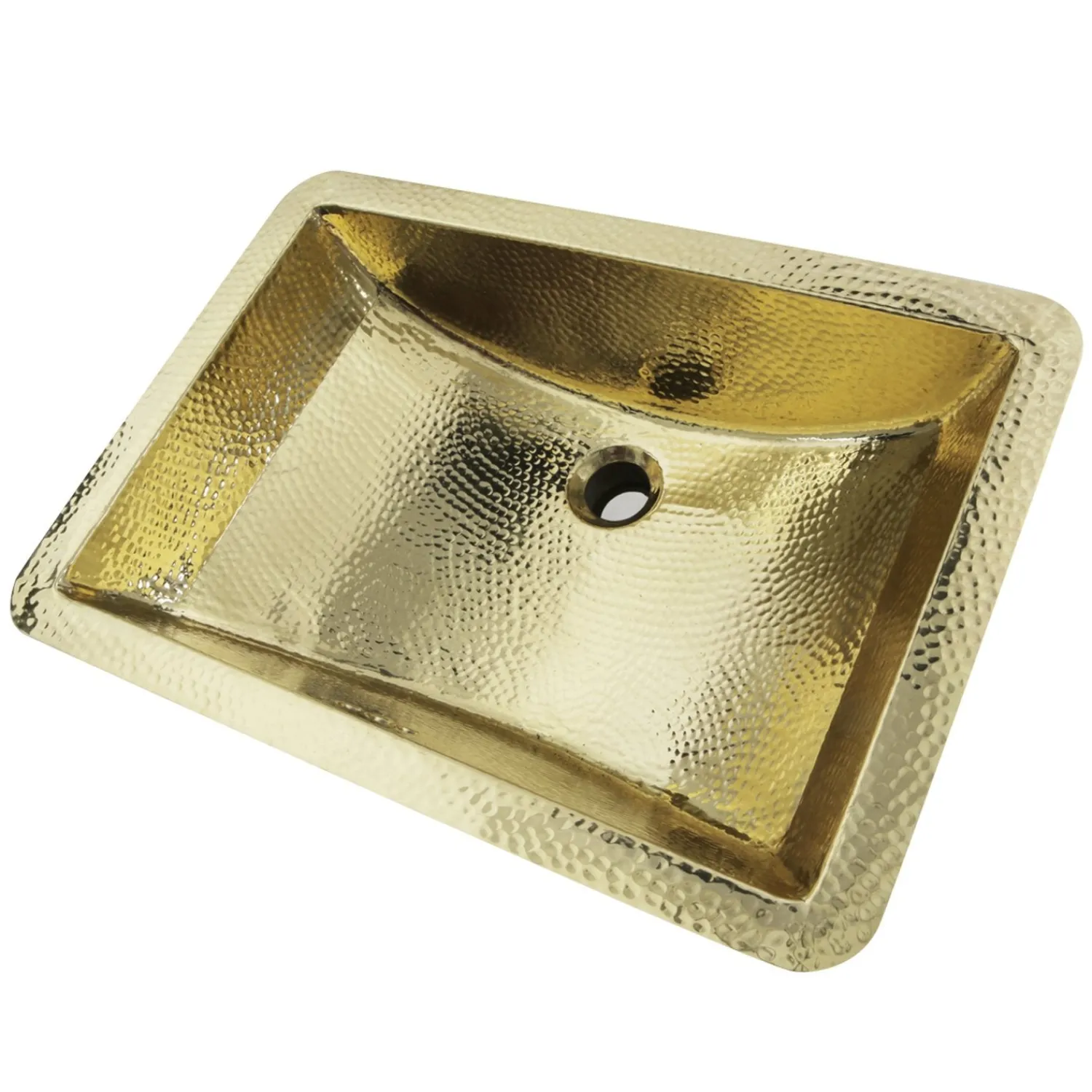 Online TRB-1914-OF - 21-Inch Hand Hammered Brass Rectangle Undermount Bathroom Sink with Overflow Undermount