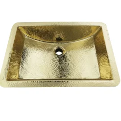 Online TRB-1914-OF - 21-Inch Hand Hammered Brass Rectangle Undermount Bathroom Sink with Overflow Undermount