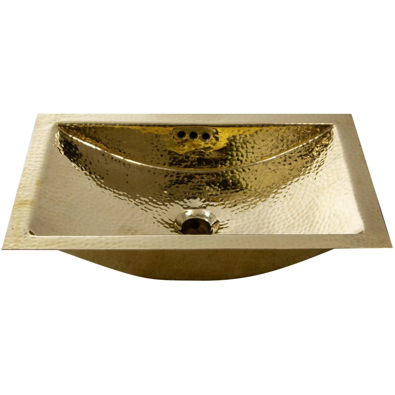 Discount TRB-OF - 19.8-Inch 12.8-Inch Hand Hammered Brass Rectangle Undermount Bathroom Sink with Overflow Undermount