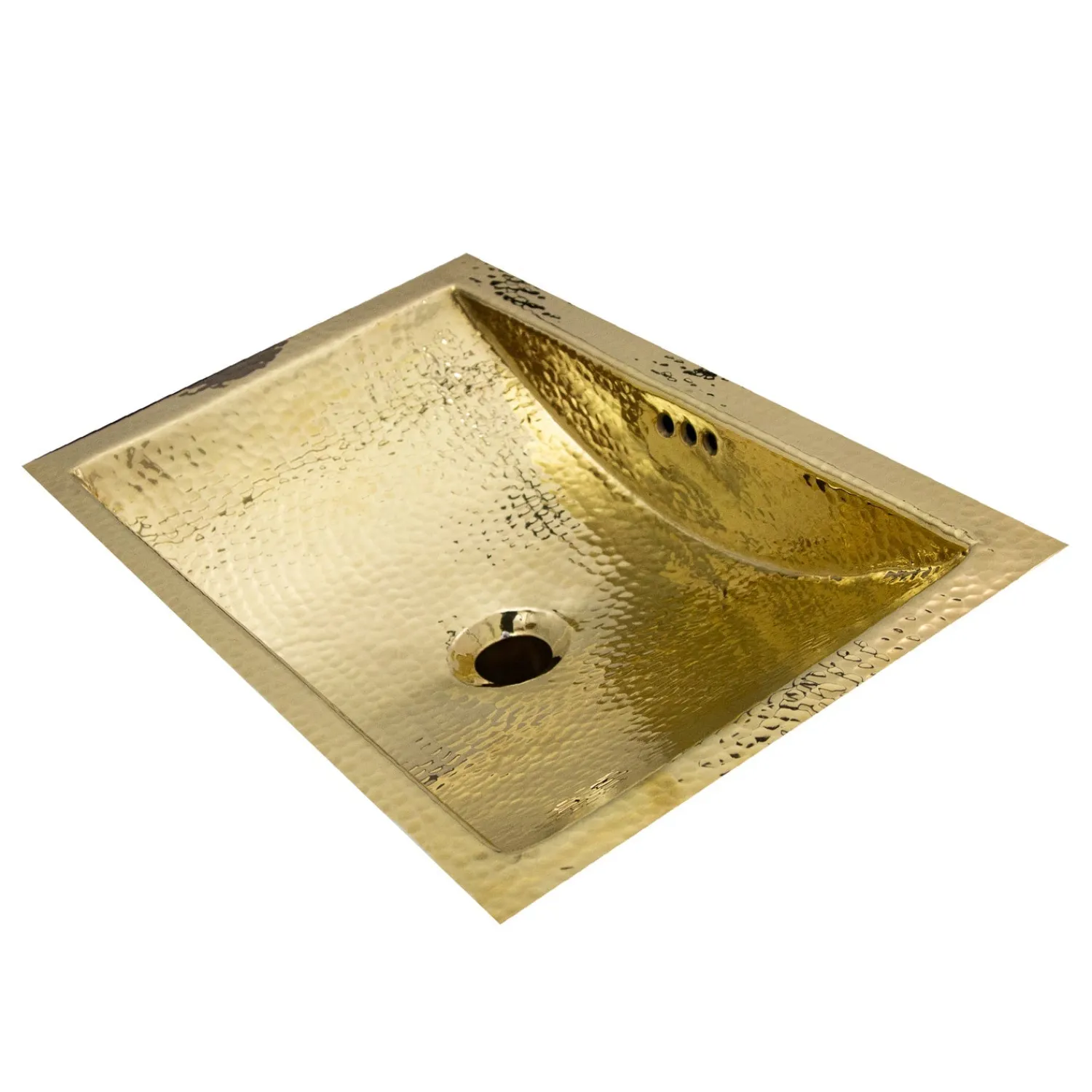 Discount TRB-OF - 19.8-Inch 12.8-Inch Hand Hammered Brass Rectangle Undermount Bathroom Sink with Overflow Undermount
