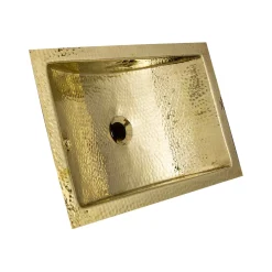 Discount TRB-OF - 19.8-Inch 12.8-Inch Hand Hammered Brass Rectangle Undermount Bathroom Sink with Overflow Undermount