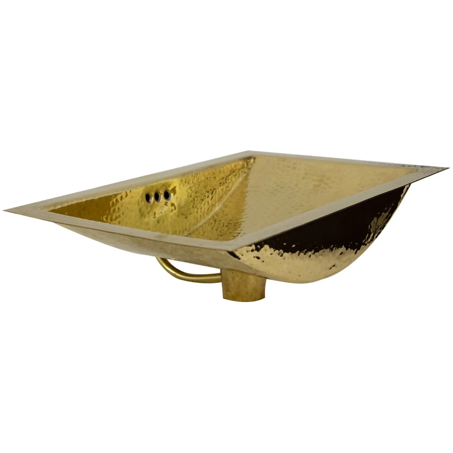 Discount TRB-OF - 19.8-Inch 12.8-Inch Hand Hammered Brass Rectangle Undermount Bathroom Sink with Overflow Undermount