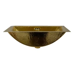 New TRB2416-OF - 23.5-Inch x 15.5-Inch Hand Hammered Brass Rectangle Undermount Bathroom Sink with Overflow Undermount