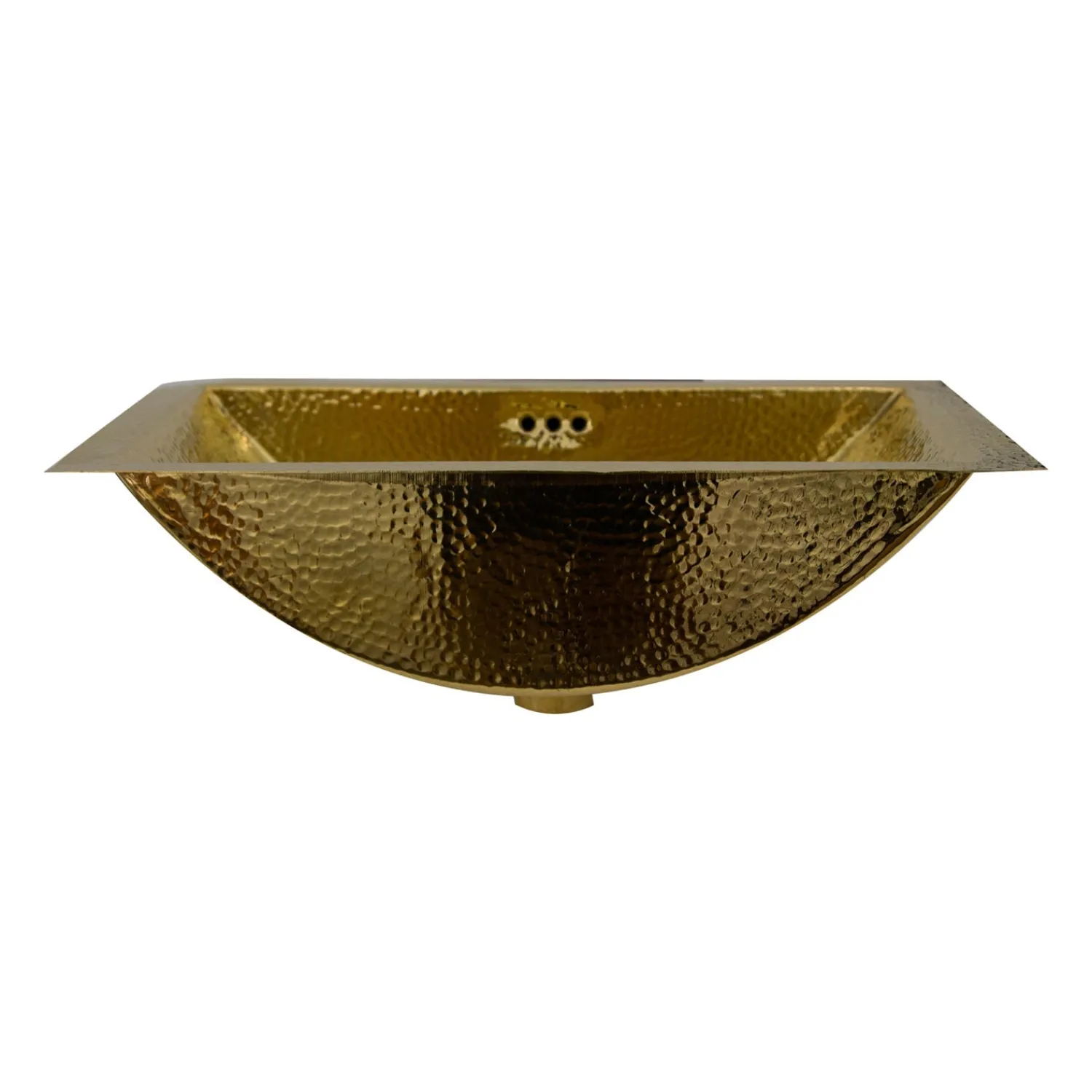 New TRB2416-OF - 23.5-Inch x 15.5-Inch Hand Hammered Brass Rectangle Undermount Bathroom Sink with Overflow Undermount