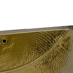 New TRB2416-OF - 23.5-Inch x 15.5-Inch Hand Hammered Brass Rectangle Undermount Bathroom Sink with Overflow Undermount