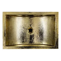 New TRB2416-OF - 23.5-Inch x 15.5-Inch Hand Hammered Brass Rectangle Undermount Bathroom Sink with Overflow Undermount