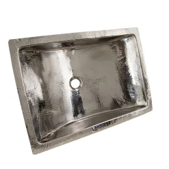 Sale TRS2416 - 23 3/4" Hand Hammered Stainless Steel Bathroom Sink Undermount|Stainless Steel Sinks