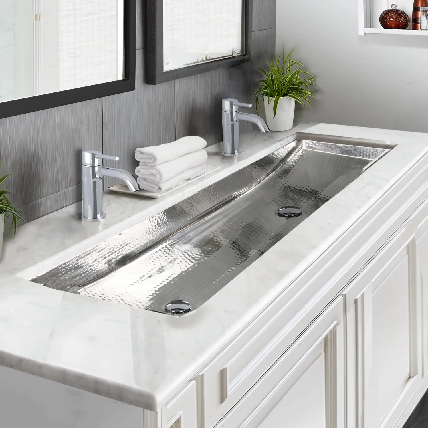 Online TRS48-OF Stainless Steel Double Trough Undermount Bathroom Sink with Overflow Undermount|Stainless Steel Sinks