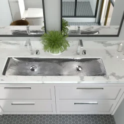 Online TRS48-OF Stainless Steel Double Trough Undermount Bathroom Sink with Overflow Undermount|Stainless Steel Sinks