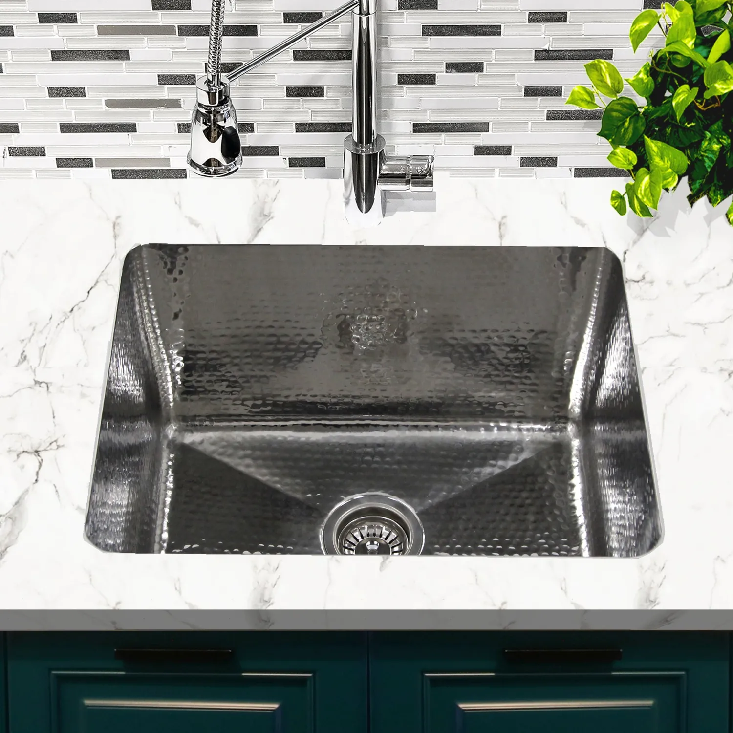 Clearance 23" Undermount Hammered Stainless Steel 12" Deep Laundry Sink Stainless Steel Sinks|Single Bowl Sinks