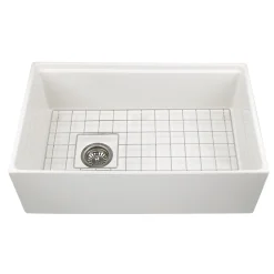 Sale 30" Workstation Fireclay Apron Sink in White Single Bowl Sinks|Apron Front / Farmhouse Sinks