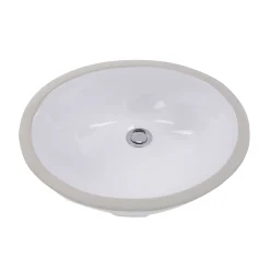 Hot 17 x 14 Glazed Bottom Undermount Oval Ceramic Sink in White Undermount