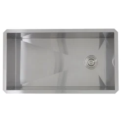Discount ZR3218-OSD - 32" Pro Series Large Rectangle Single Bowl Undermount Small Radius Stainless Steel Kitchen Sink, Offset Drain Stainless Steel Sinks|Single Bowl Sinks