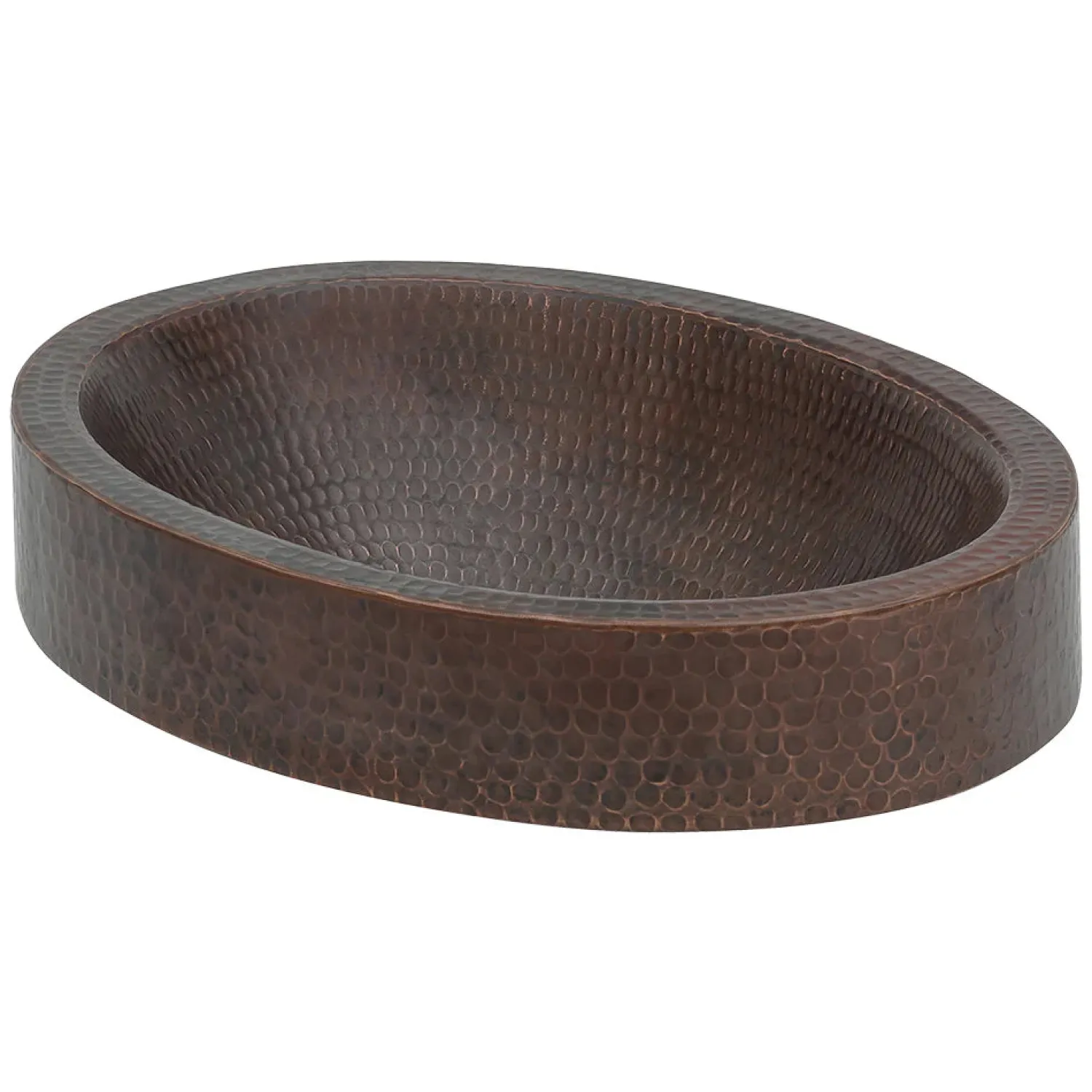 Outlet 17" Oval Dark Hammered Copper Recessed Bathroom Sink Semi-Recessed Sinks