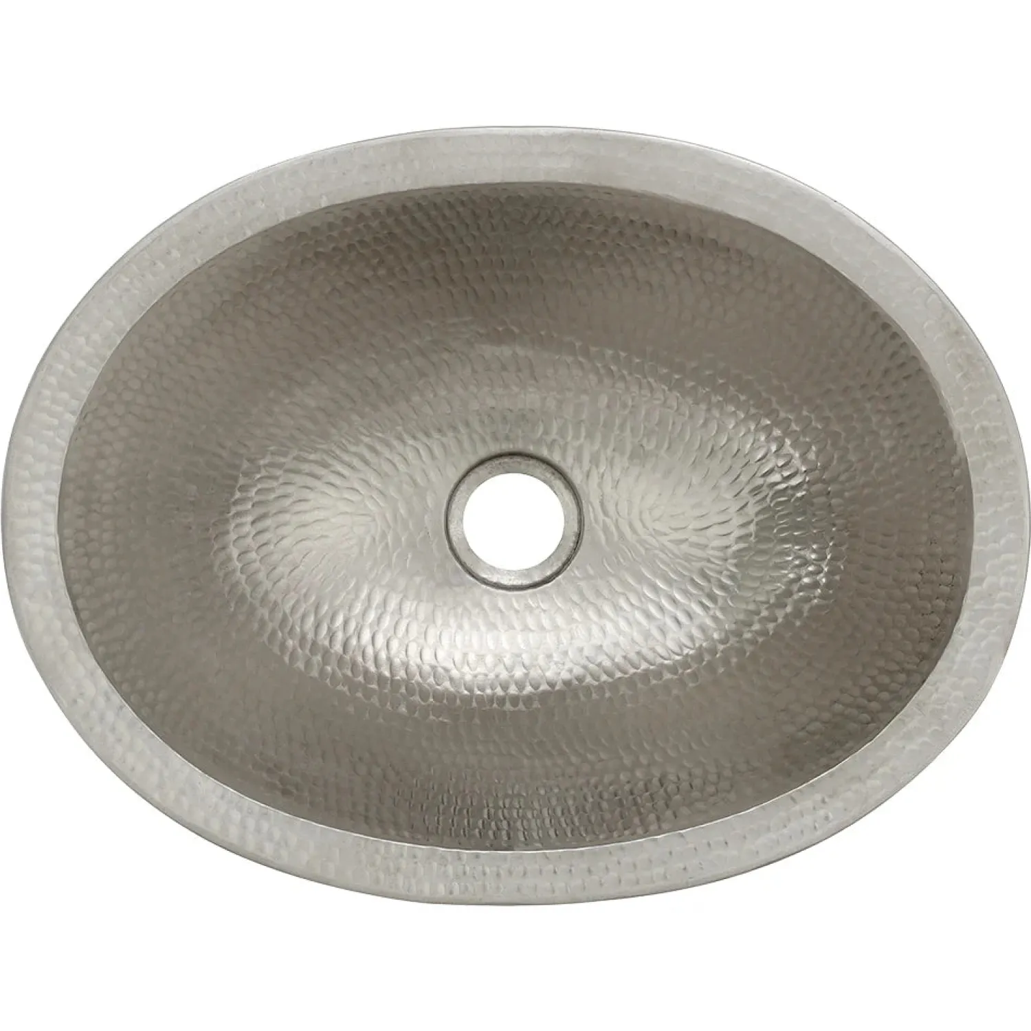 Discount 17" Oval Nickel Plated Hammered Copper Recessed Bathroom Sink Semi-Recessed Sinks