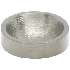 Discount 17" Oval Nickel Plated Hammered Copper Recessed Bathroom Sink Semi-Recessed Sinks