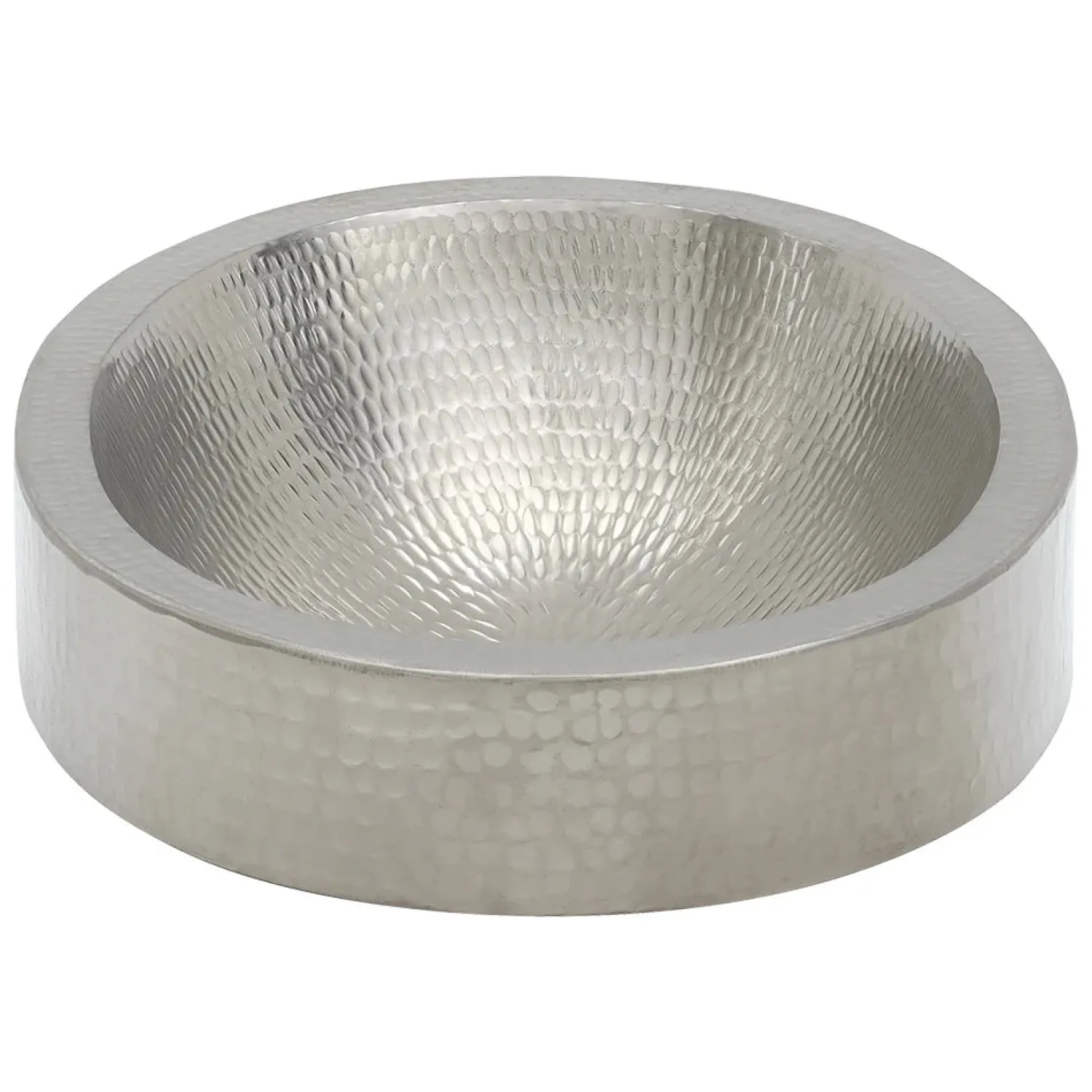 Discount 17" Oval Nickel Plated Hammered Copper Recessed Bathroom Sink Semi-Recessed Sinks