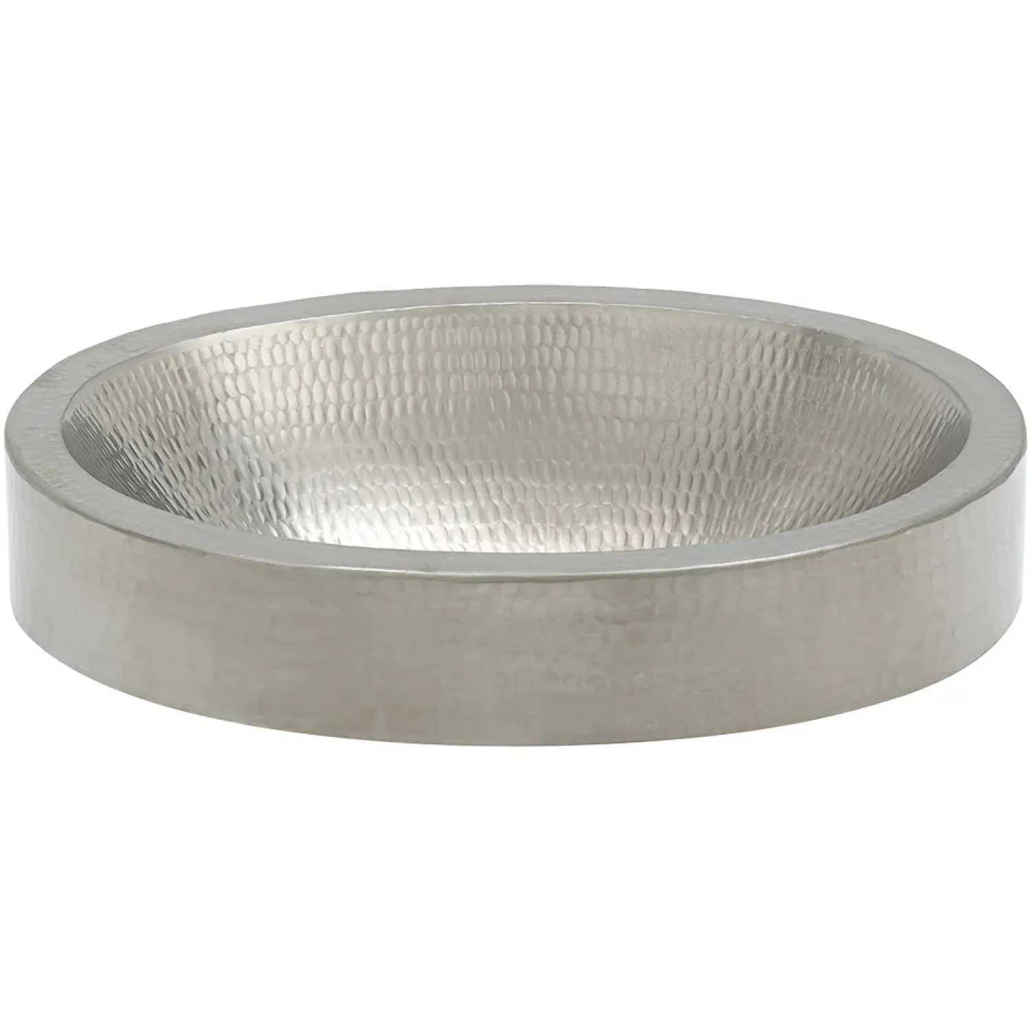 Discount 17" Oval Nickel Plated Hammered Copper Recessed Bathroom Sink Semi-Recessed Sinks