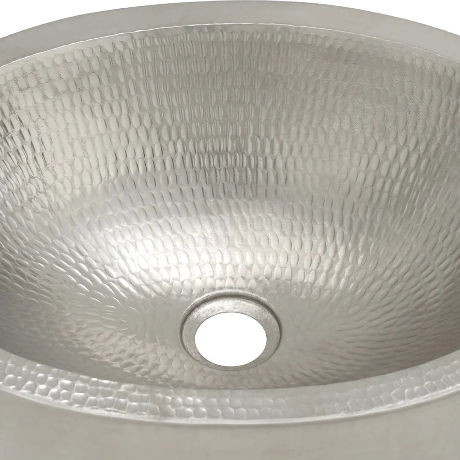 Discount 17" Oval Nickel Plated Hammered Copper Recessed Bathroom Sink Semi-Recessed Sinks
