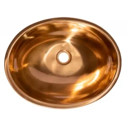 New Oval 17 1/2" x 14" Top Mount Stainless Steel Bathroom Sink with Drain in Rose Gold Stainless Steel Sinks|Drop-In / Top Mount Sinks