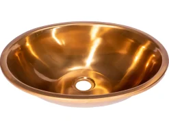 New Oval 17 1/2" x 14" Top Mount Stainless Steel Bathroom Sink with Drain in Rose Gold Stainless Steel Sinks|Drop-In / Top Mount Sinks