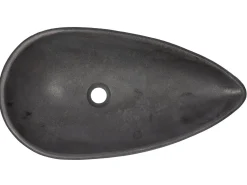 Pod Shaped Vessel Sink in Honed Lava Stone Above Counter / Vessel Sinks