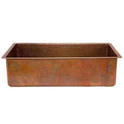 Discount 33" Antique Hammered Copper Kitchen Single Basin Sink Single Bowl Sinks|Undermount Sinks