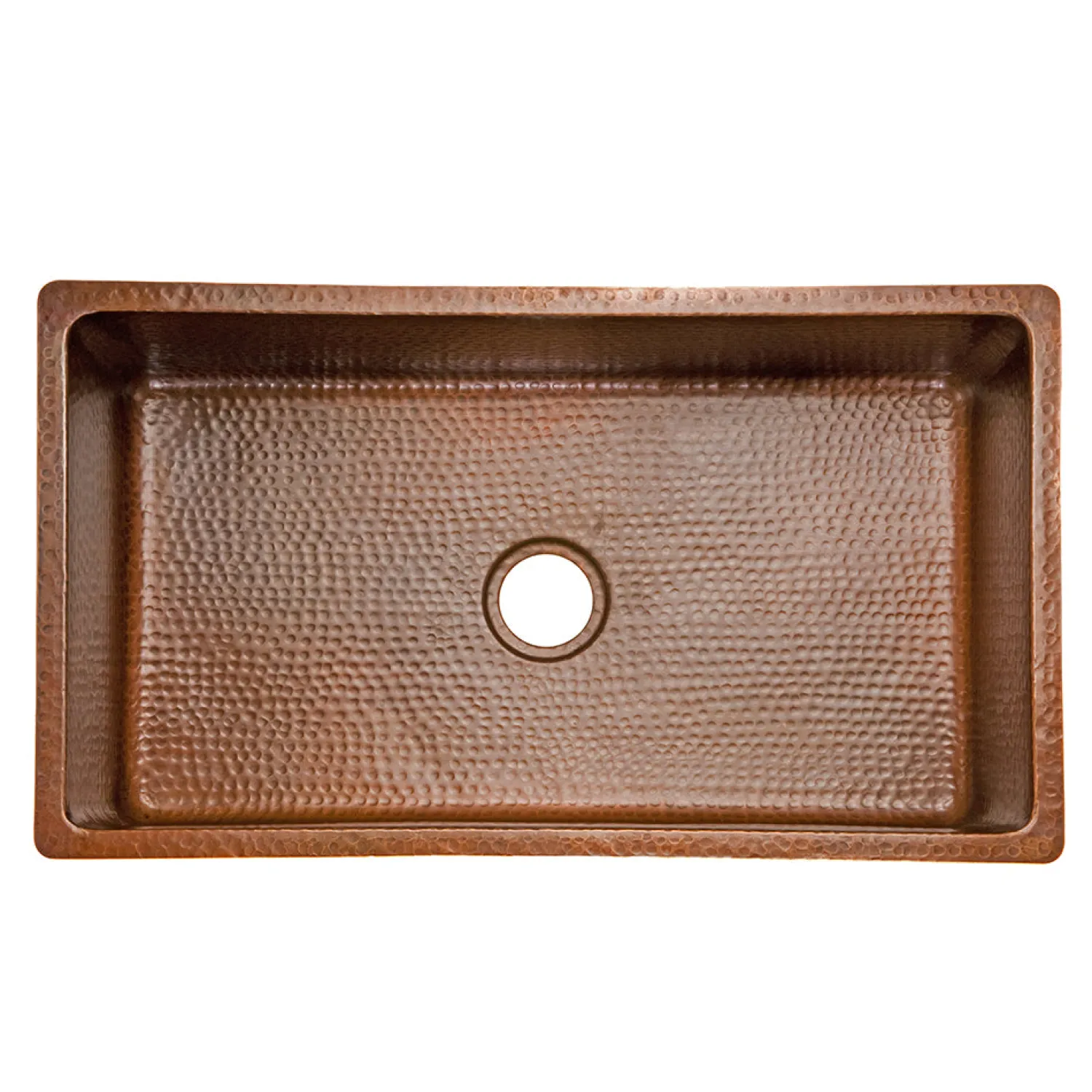 Discount 33" Antique Hammered Copper Kitchen Single Basin Sink Single Bowl Sinks|Undermount Sinks
