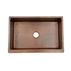 Outlet 33" Antique Hammered Copper Kitchen Apron Single Basin Sink Single Bowl Sinks|Apron Front / Farmhouse Sinks