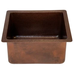 New 16" Gourmet Rectangular Hammered Copper Bar/Prep Sink Bar / Prep Sinks