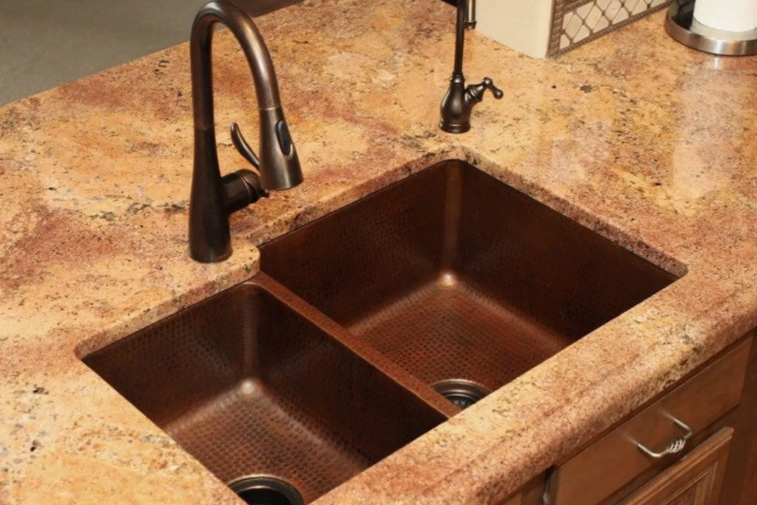 Hot 33" Hammered Copper Kitchen 40/60 Double Basin Sink Double Bowl Sinks|Undermount Sinks