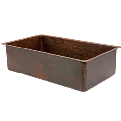 Online 33" Hammered Copper Kitchen Single Basin Sink Single Bowl Sinks|Undermount Sinks