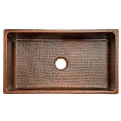 Online 33" Hammered Copper Kitchen Single Basin Sink Single Bowl Sinks|Undermount Sinks