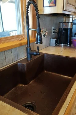 33" Hammered Copper Kitchen Single Basin Sink with Space For Faucet Single Bowl Sinks|Undermount Sinks