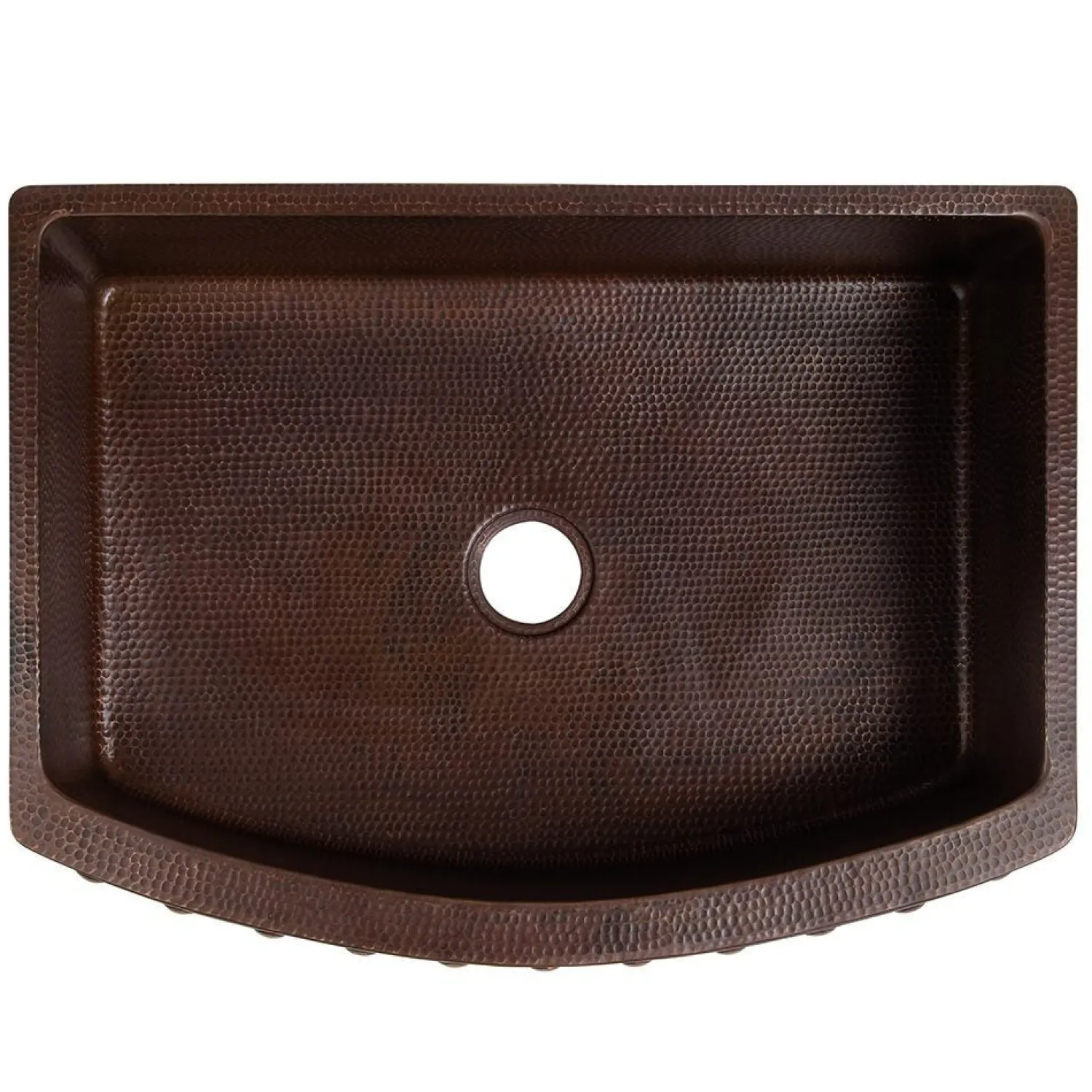 New 30" Hammered Copper Kitchen Rounded Apron Single Basin Sink with Barrel Strap Design Single Bowl Sinks|Apron Front / Farmhouse Sinks