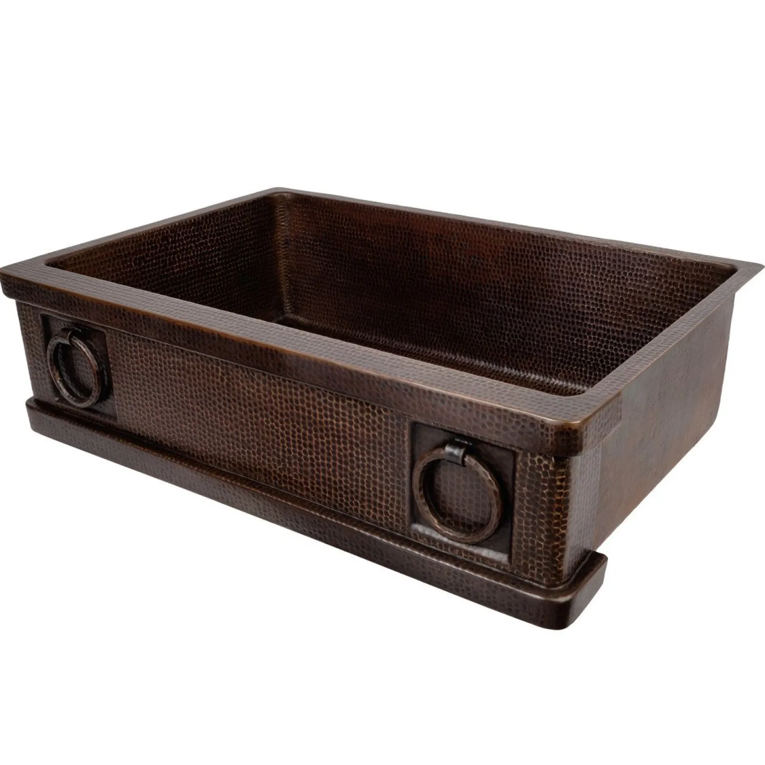 Discount 33" Hammered Copper Kitchen Apron Single Basin Sink with Rings Single Bowl Sinks|Apron Front / Farmhouse Sinks