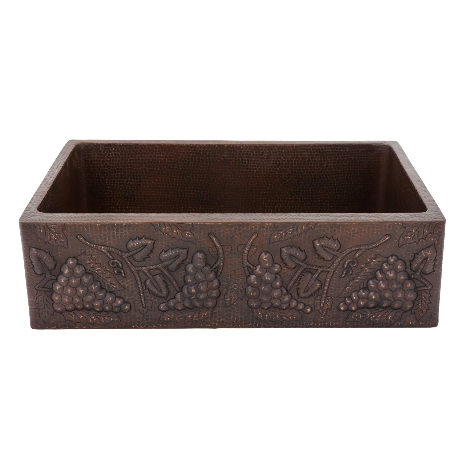 Sale 33" Hammered Copper Kitchen Apron Single Basin Sink with Vineyard Design Single Bowl Sinks|Apron Front / Farmhouse Sinks