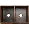 Hot 33" Hammered Copper Kitchen Apron 50/50 Double Basin Sink Double Bowl Sinks|Apron Front / Farmhouse Sinks